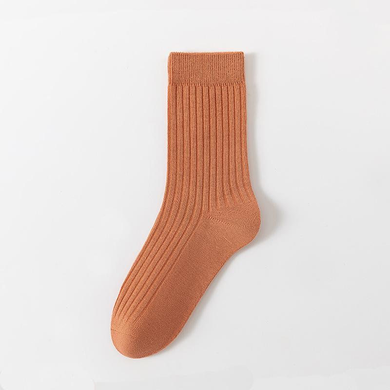 Female Spring and Autumn Pure Color All Build Loose Mouth In The Tube Pile Pile Cotton Socks