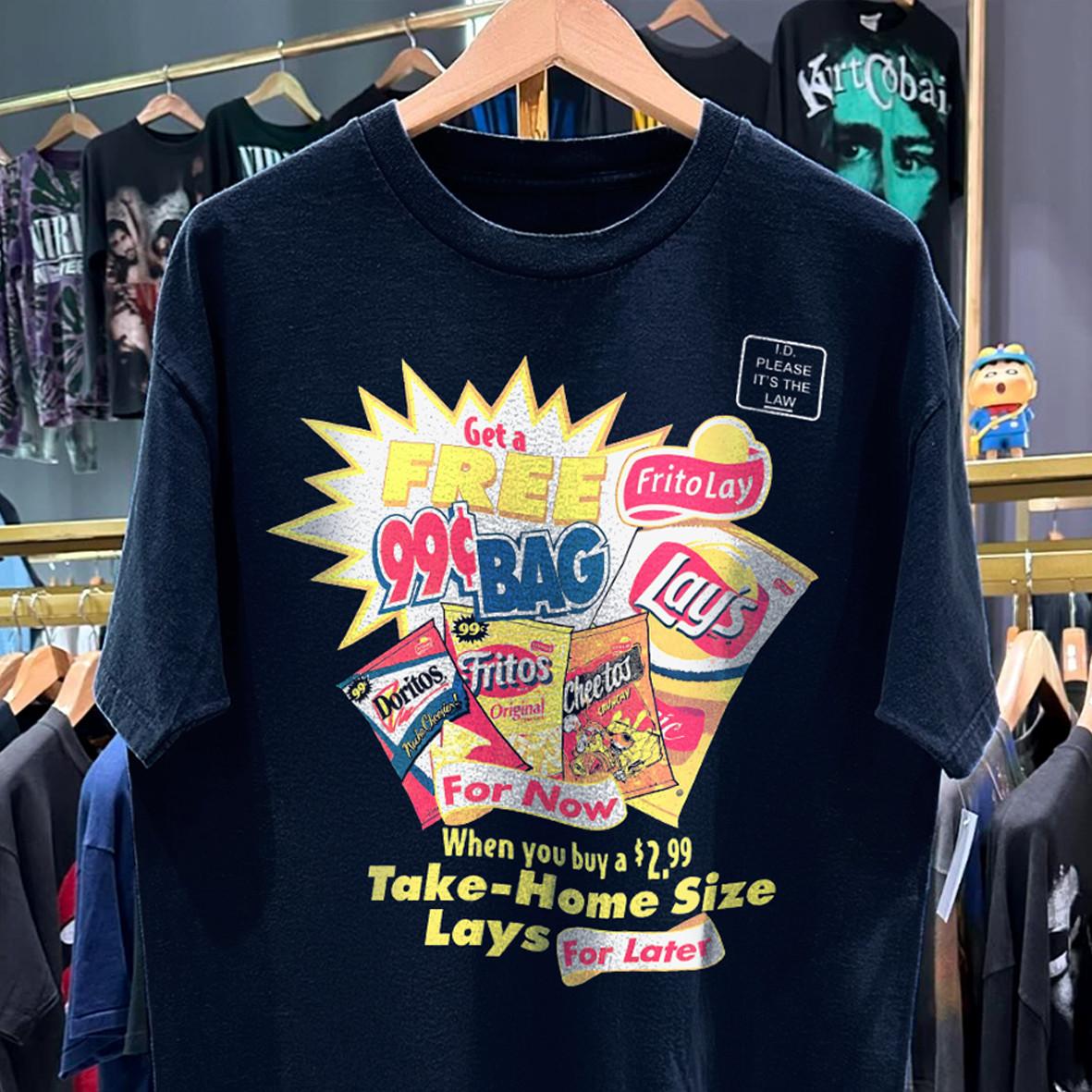 90s Snack Now, Snack Later Lays Promo T-Shirt Blue XXL XL