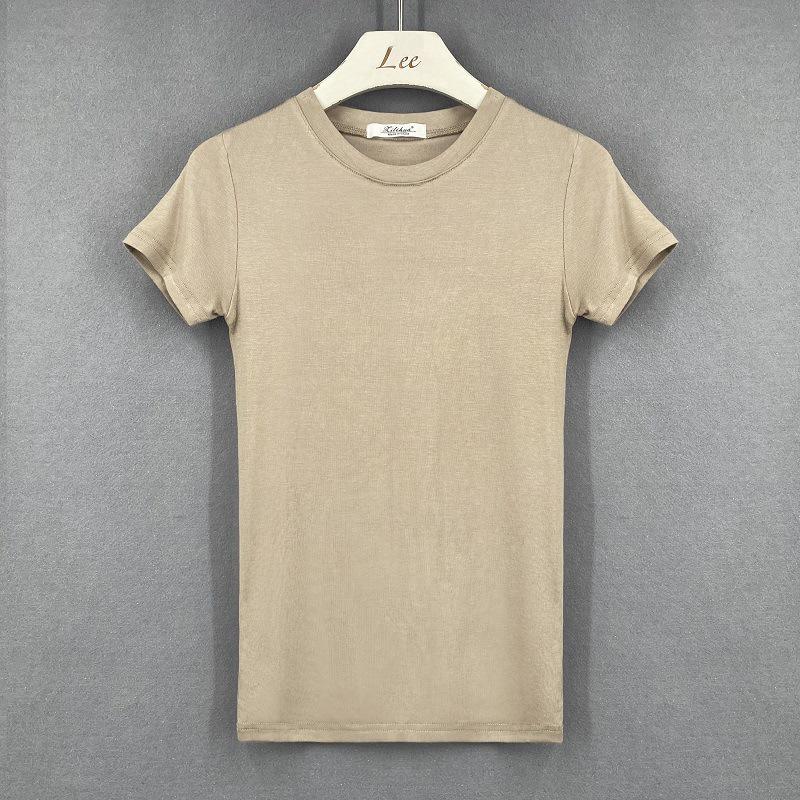 Korean Style Slim Fit Women's Solid Color Short-Sleeve T-Shirt