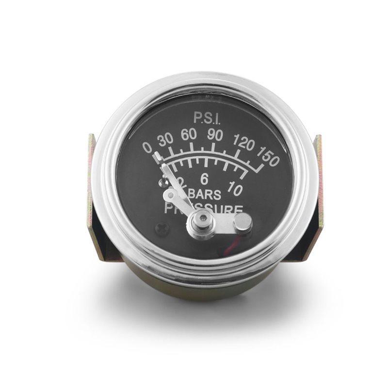 Car Meter 2" 52Mm Mechanical Oil Press Pressure Gauge 0-150PSI/0-10Bar Manual Alarm Setting Yellow Light 1/8NPT Connection