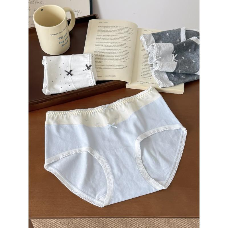 

Plus Size Lady Macaron Sweetheart Mid-waist Extended Cotton Crotch Comfy Cotton Briefs M небесно-голубой