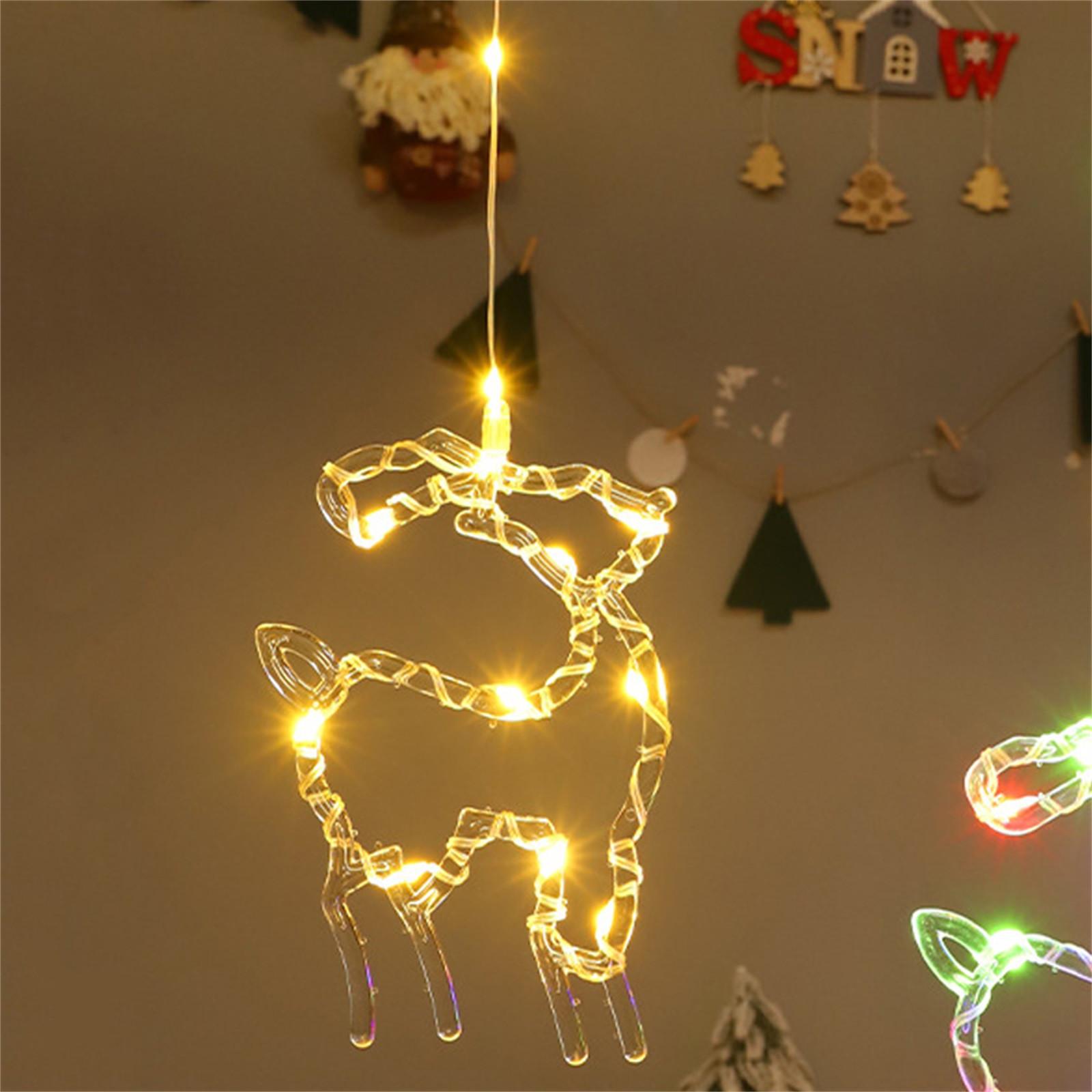 

Наклейки на окна 45 светодиодов теплого белого цвета с присоской снеговик лось батарея внутреннее украшение окна рождественское украшение Рождество 3 дизайна One Size