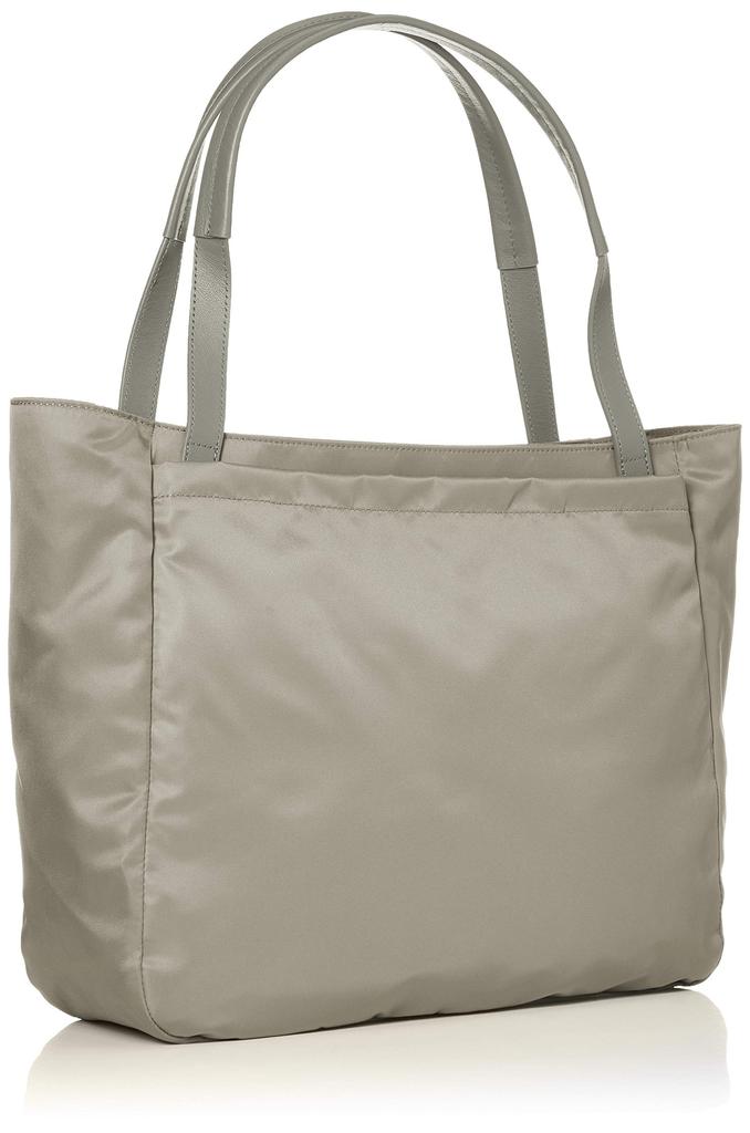 Isaac Nylon and Leather Square Tote Bag, Medium, Y91-05-02, Greige