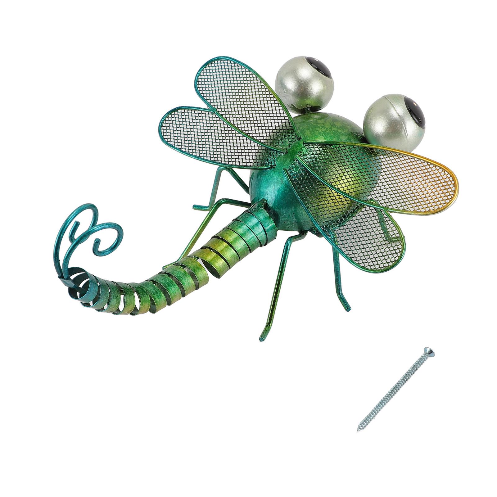 Dragonfly Wall Decor Metal Sculpture Home Garden Indoor Outdoor Yard Art for Fence Patio Green verde