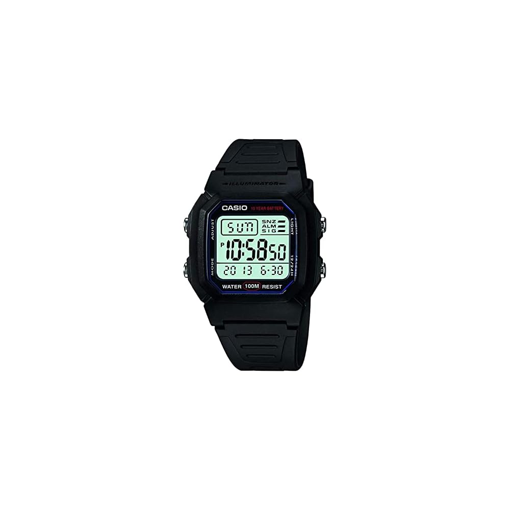 Casio W800H-1A Standard Digital Watch Water Resistant Black Strap Lightweight Design