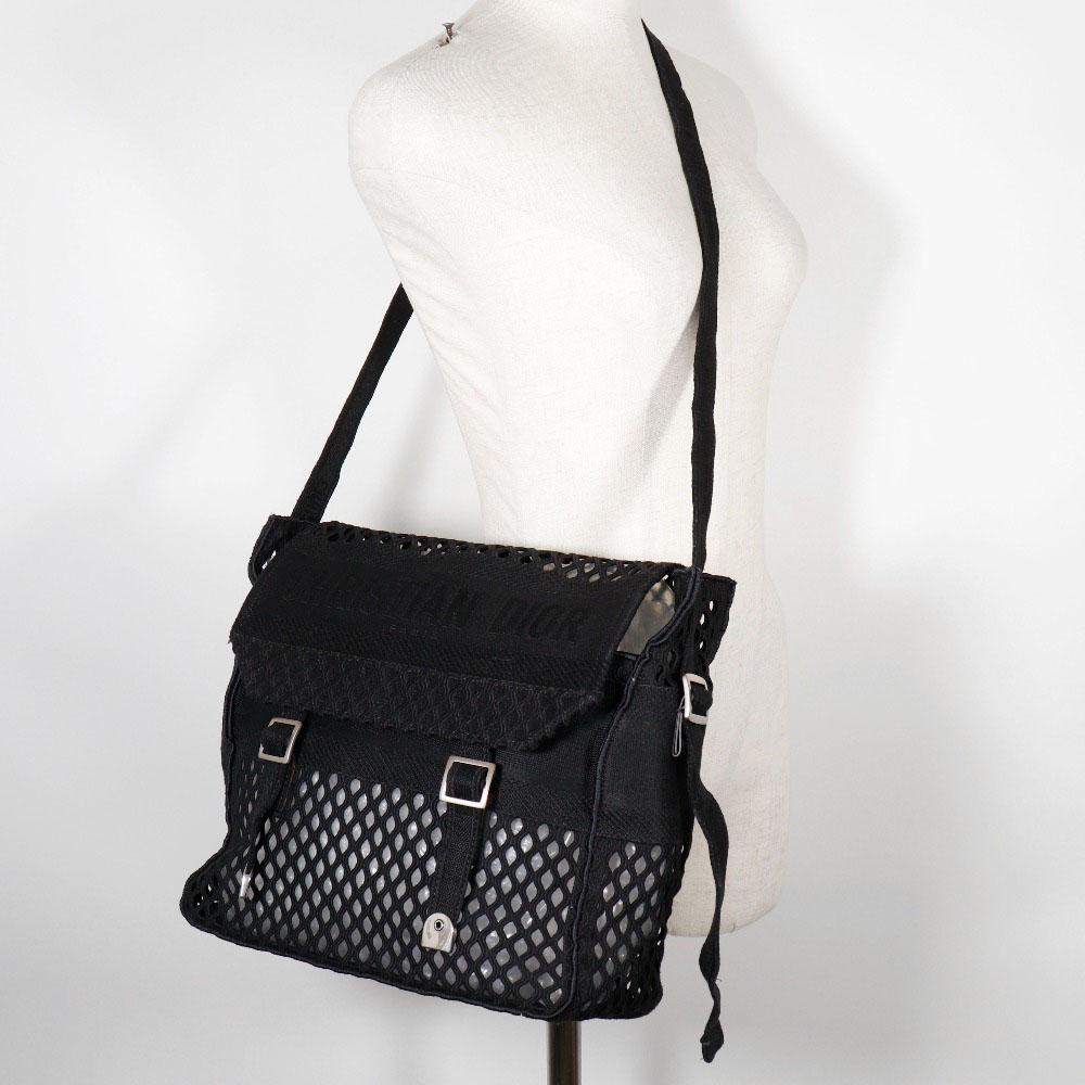 Dior Messenger Shoulder Bag mesh black canvas Women Used