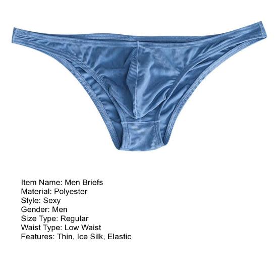 Men Briefs Low-Rise Solid Color Breathable Comfortable Panties Triangle Style Thin Underwear U-convex