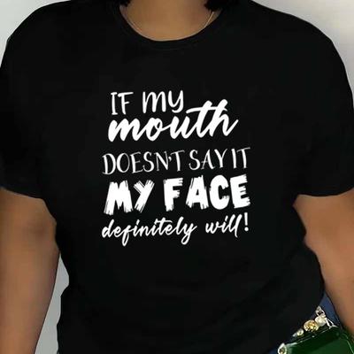 Neck Casual T-Shirt for Women, Skin-Friendly Fabric, Lazy Sundays & Errand