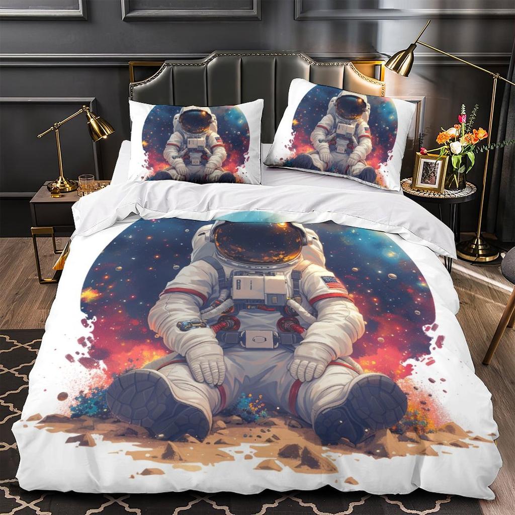 3D Astronaut Bedding Set, Boys Teens, Men's Down Duvet Cover, Pillowcase 2/3pcs, Space and Space Theme Cover, Birthday Gift