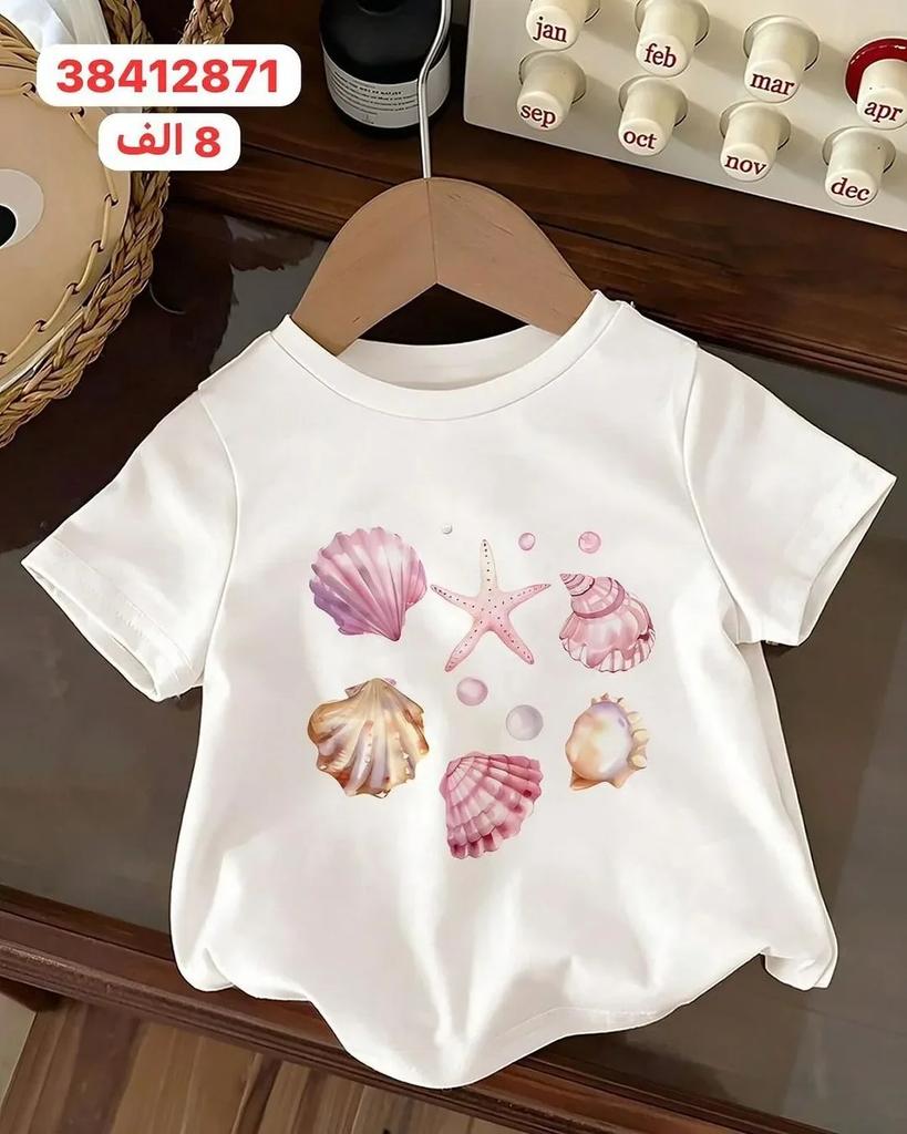 Cute Cartoon Print Girl Short Sleeve Round Neck Tshirt Top Fashion Trend Girls Clothes Summer Polyester Fabric