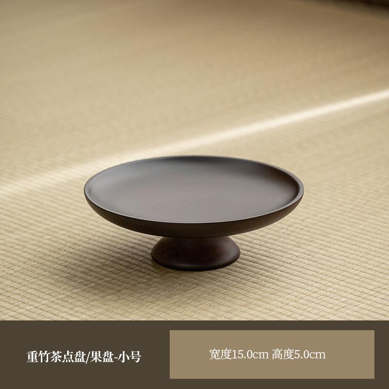 

Chinese Bamboo high footed fruit platter Living room household supply tray Bergamot tray Cake set on the table tea dim sum plate