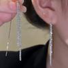 Classic Fashion Long Tassels Shiny Silver Color Drop Dangle Earrings for Women Luxury Wedding Bride Korea Earring Jewelry Gifts