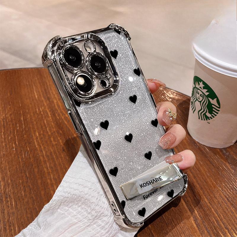 

Полноэкранная подставка Love Подходит для Apple 16 Простой чехол для мобильного телефона Xiaomi 15pro Гальваническое покрытие Противоударный 13 Тонкий Флэш 8 Huawei Honor 200 Pro