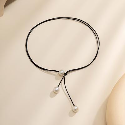 Vintage Repkedja Halsband Kvinnor Statement Handgjort Imitationspärlhänge Justerbart Halsband Smycke Gåva