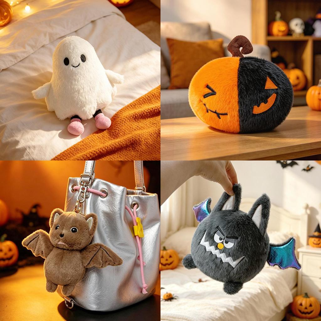 Halloween Ghost Bat Pumpkin Plush Toy With Pp Cotton For Store Decorations