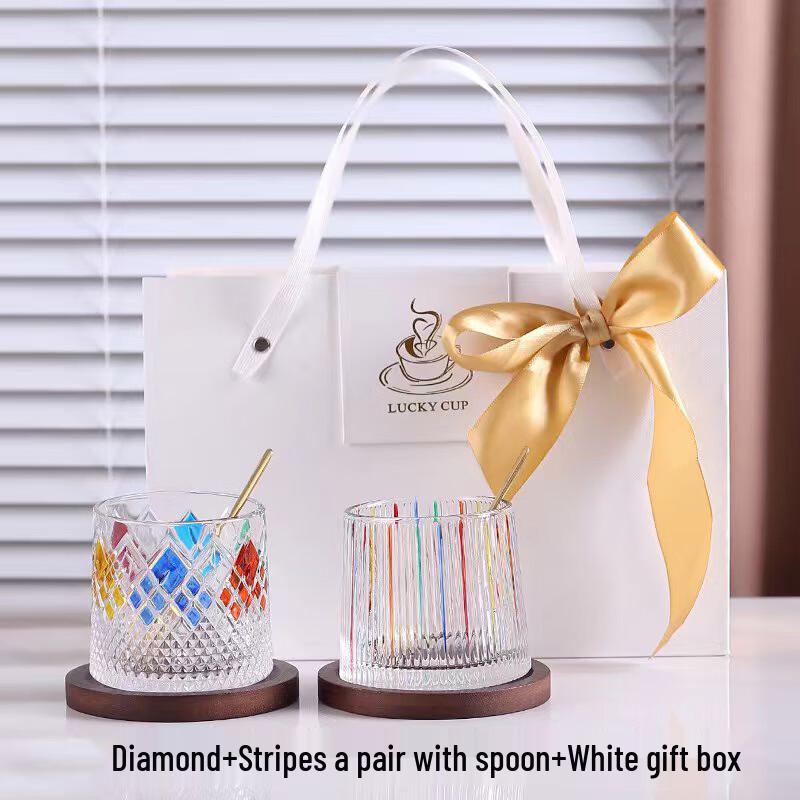 Painted Rotating Glass Cup Gift Set