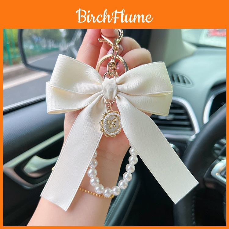 Creative Butterfly Pearl Chain Keychain Fashionable Bag Pendant With Personality Tassel Bow Zinc Alloy Material Ideal Gift For Couples Friends And
