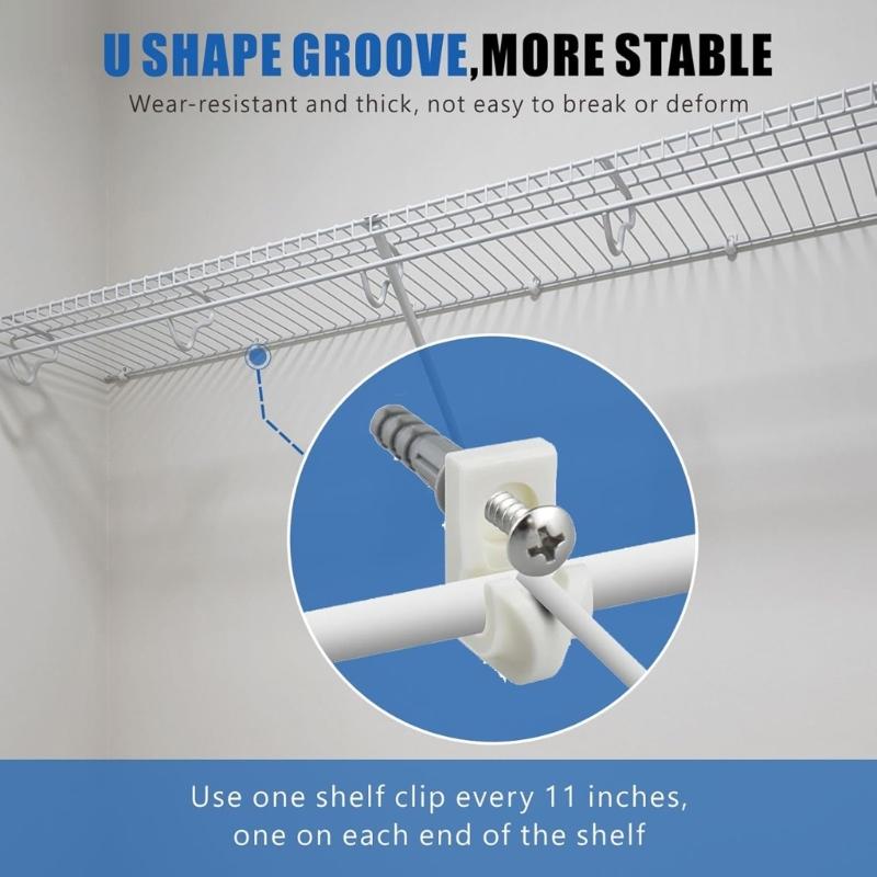 Complete Shelf Clip Set with Metal Screws & Anchors Fastener Clip Pack of 20 for Strong Wall Fixing & Shelf Support