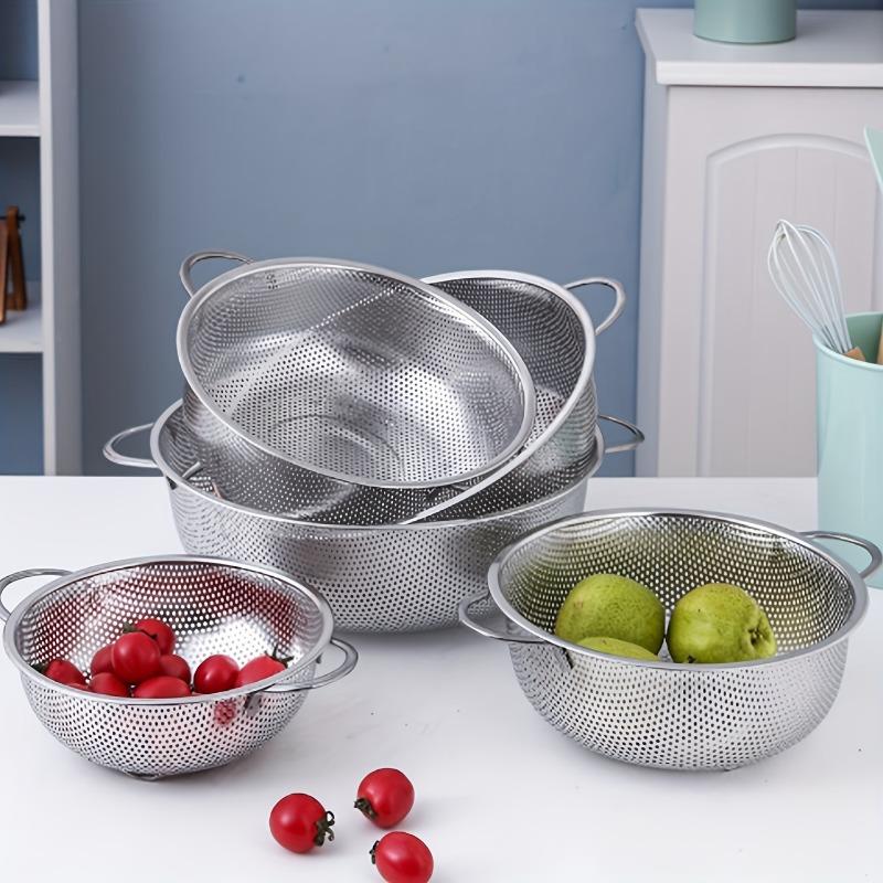 1PC All Purpose Stainless Steel Fine Mesh Strainer Net Baskets with Handles Resting Base Colander Set Kitchen Supplies.