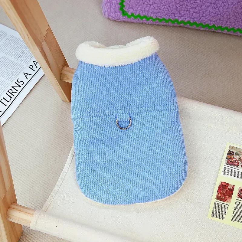 

Pet Clothing Winter Dog Coat Jacket Harness Vest Corduroy Outfits Puppy Yorkie Pomeranian Poodle Bichon Frise Schnauzer Clothes XS（old） синий