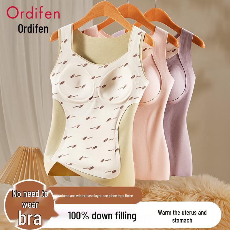 Audifun Women's 100% Down Warm Vest with Integrated Bra Pads