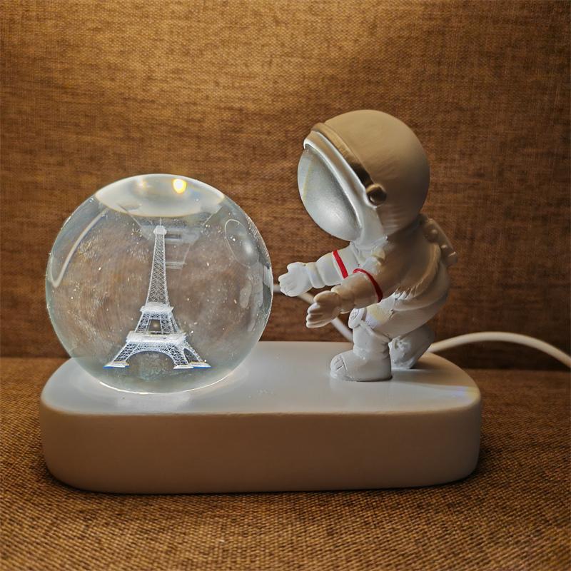 Astronaut Creativ 3D Minge de Cristal Led Lumină de noapte pentru Dormitor Copii Planetă Spațiu Lampă Sistem Solar USB Cadou de Crăciun pentru copii