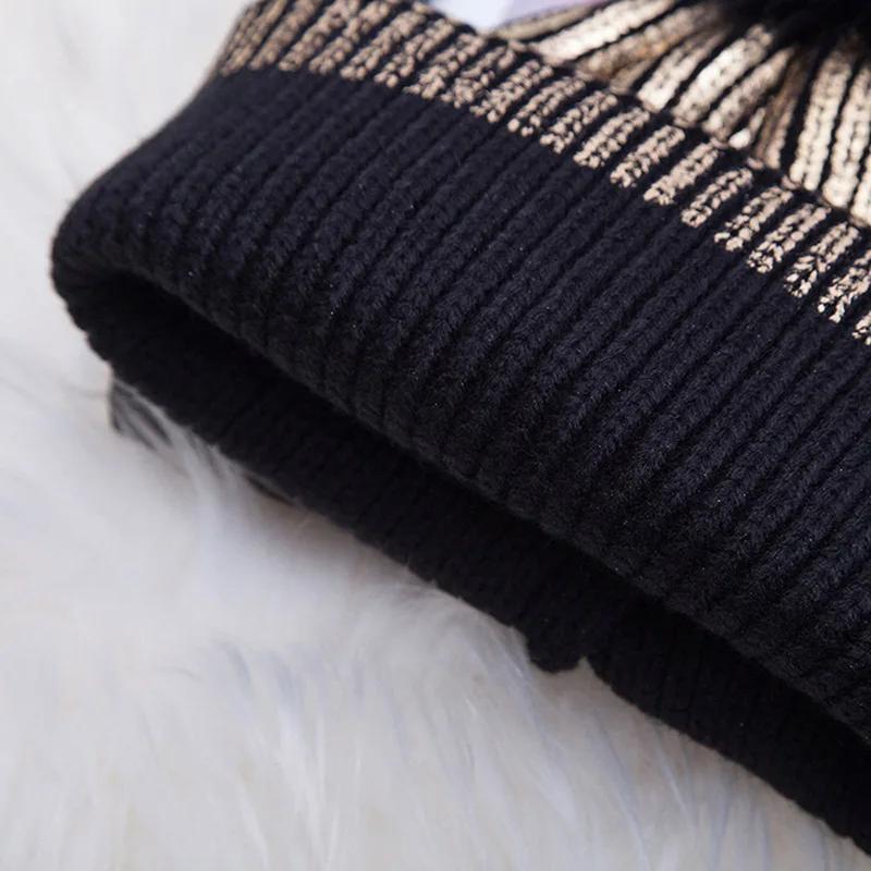 Hot Gold Silver Beanies Woolen Hat Female Autumn Winter Students Warm Woolen Knit Hat Reflective Beanies