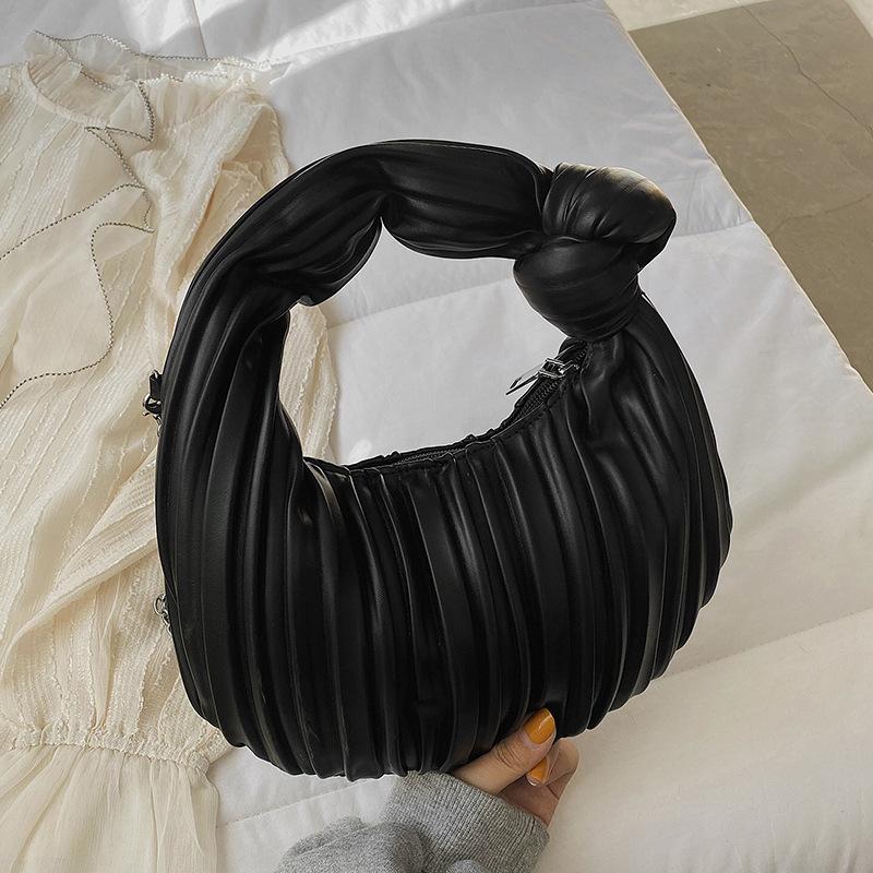 Niche underarm pleated bag women's autumn and winter new retro popular women's bag versatile portable soft knot dumpling bag