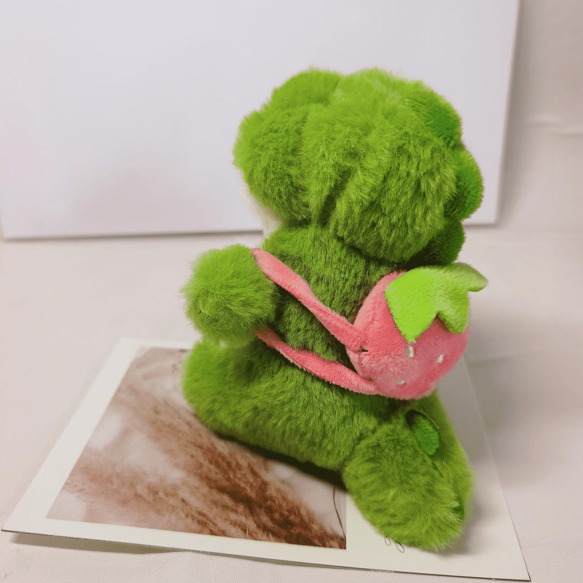 

13cm Adorable Skipping School Dinosaur Plush Toys A Strawberry, Avocado and Carrot Dinosaur Pendant on The Back Toys for Kids 13cm