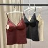 Autumn Women's French Satin V-Neck Camisole with Chest Pad