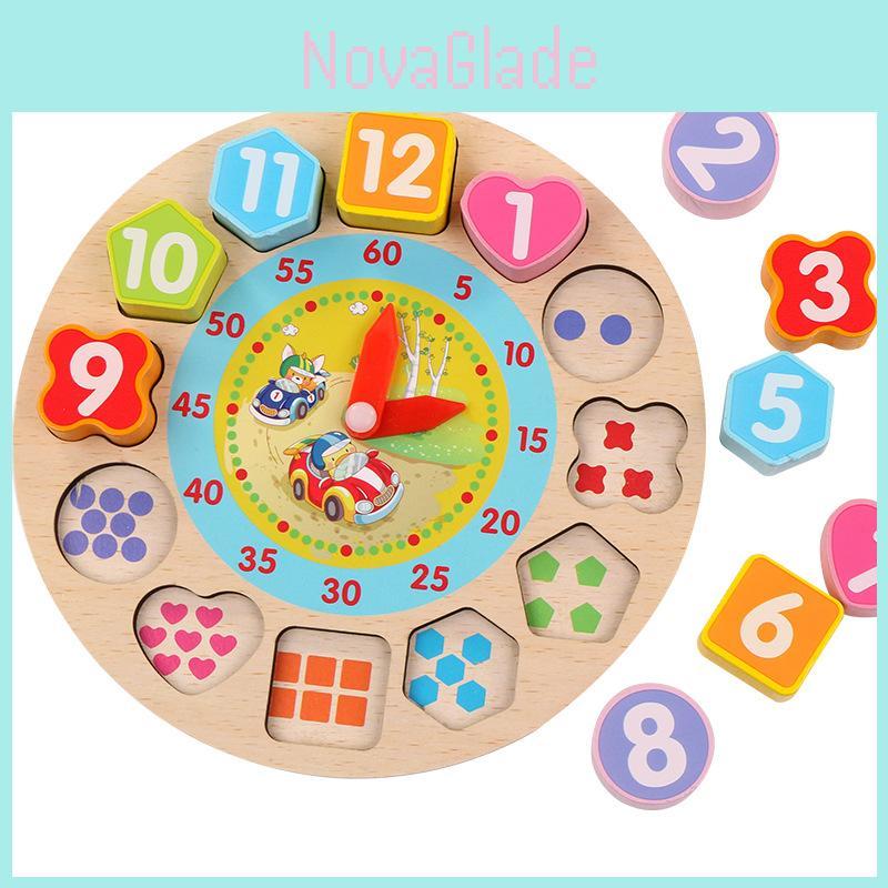 Children's Educational Wooden Digital Animal Clock Blocks With Premium Quality Craftsmanship