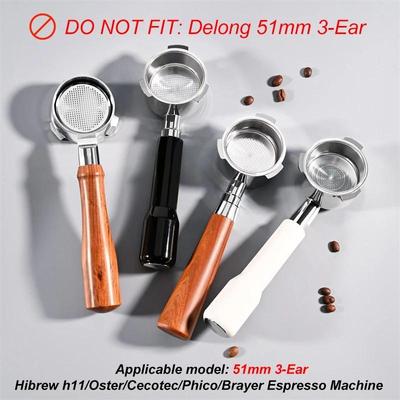 Portafiltro de Café Sin Fondo de 51 mm con 3 Orejas Para Máquina de Espresso Homix H11 Oster Cecotec Hibrew Herramienta de Filtro de Café de Acero Inoxidable