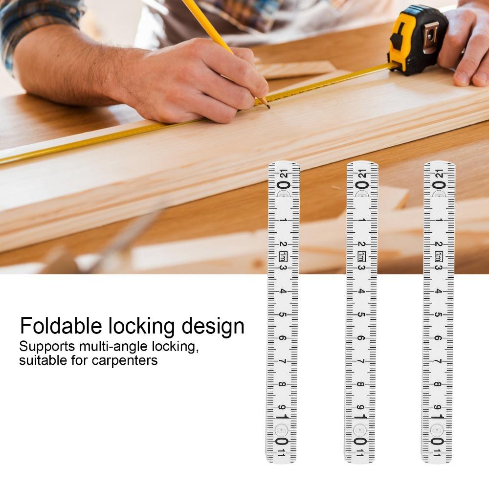 3PCS 10 Fold Folding Ruler Plastic Linear Measurement Tools Durable Metric Measuring Tool  Carpentry