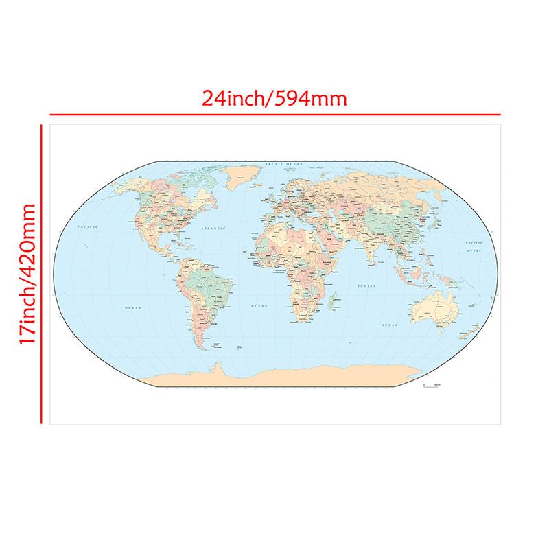 Standard Map World Map with National Flag Classic Edition Map of The World Posters and Prints for School Supplies