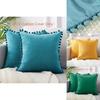 Luxurious 45x45cm Pom-poms Cushion Cover In Soft Velvet For Elegant Home Dcor