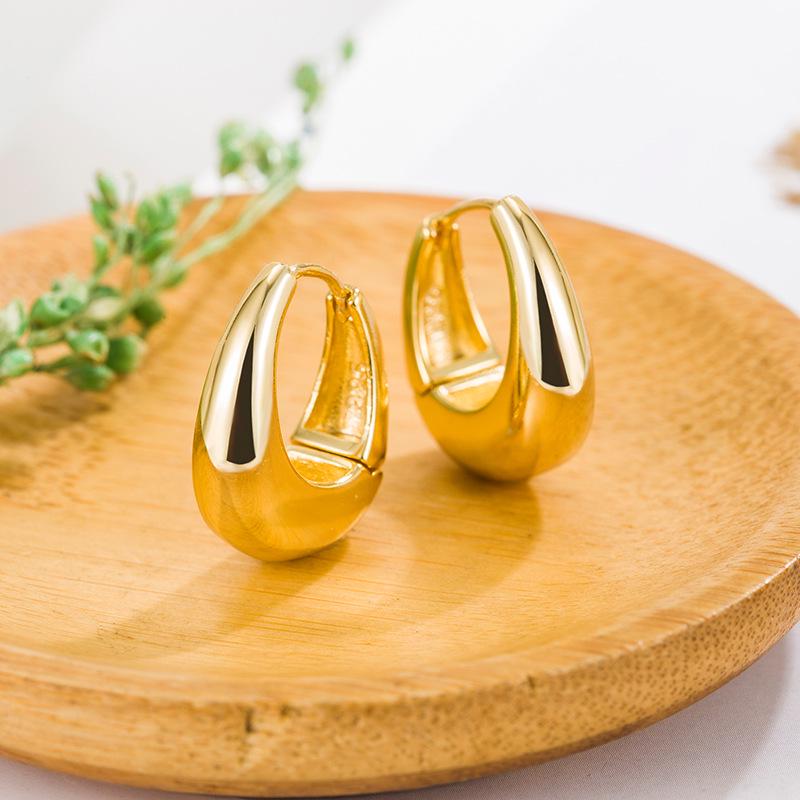 Women's Oval Geometric Hoop Earrings - Simple European & American Style, Trendy Commuting Jewelry.