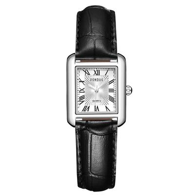 Square Roman Analog Leather Waterproof Quartz Black Perfect Gift for Him or or Day Women's Couple's Watch Numerals, Display, Strap, Movement, - Her,