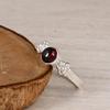 Natural Garnet 925 Sterling Silver Ring, Minimalist Garnet Stacking Ring, Handmade Silver Gemstone Ring for Women.
