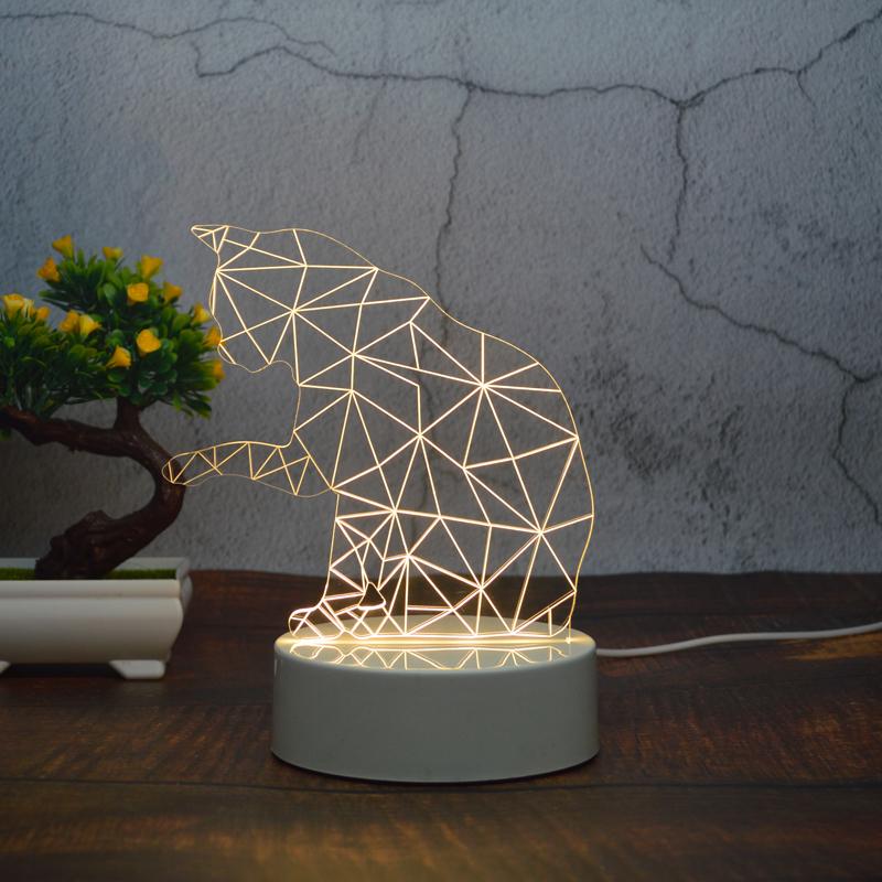 Indoor Modern Etch Lighting LED Optical Illusion 3D Acrylic Night Light Lamp Warm White USB Power 1-Year Warranty Small Size for