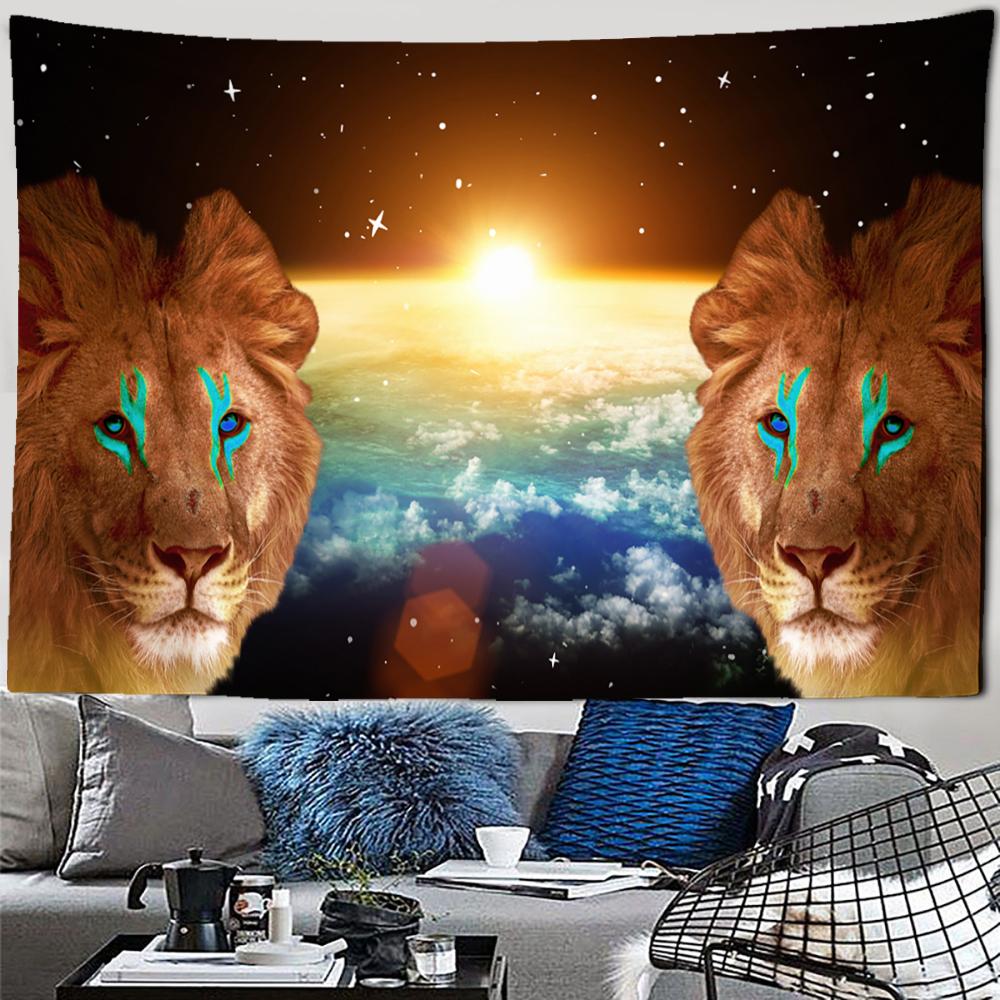 Картина маслом Лев гобелен настенный животное психоделическое колдовство богемный стиль — фото 6