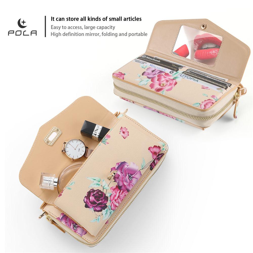 Crossbody Flower Wallet Leather Case For Samsung Galaxy S25 S24 Ultra S23 S22 Note 20 Detachable Wristband Cards Phone Cover