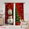 Set Of 2 Plane Printing Curtains Christmas Tree Snowman Deer Holiday Versatile Durable Polyester Without Rod Sheer Made