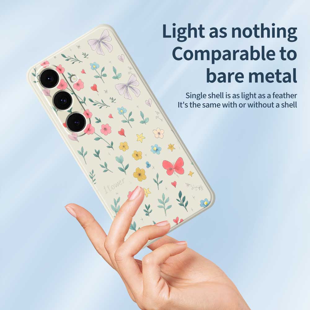 For Samsung Galaxy S25+ Case Floral Bow Pattern Printing Straight Edge TPU Phone Back Cover