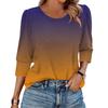 Women's Fashion Casual 3/4 Sleeve Print Shirt Women's Round Neck Tops