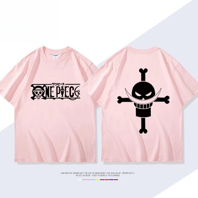 ONE PIECE Derivados de Animação Barba Branca Edward·Newgate Camiseta de Manga Curta Estampada Moda Masculina Feminina Top Solto de Algodão