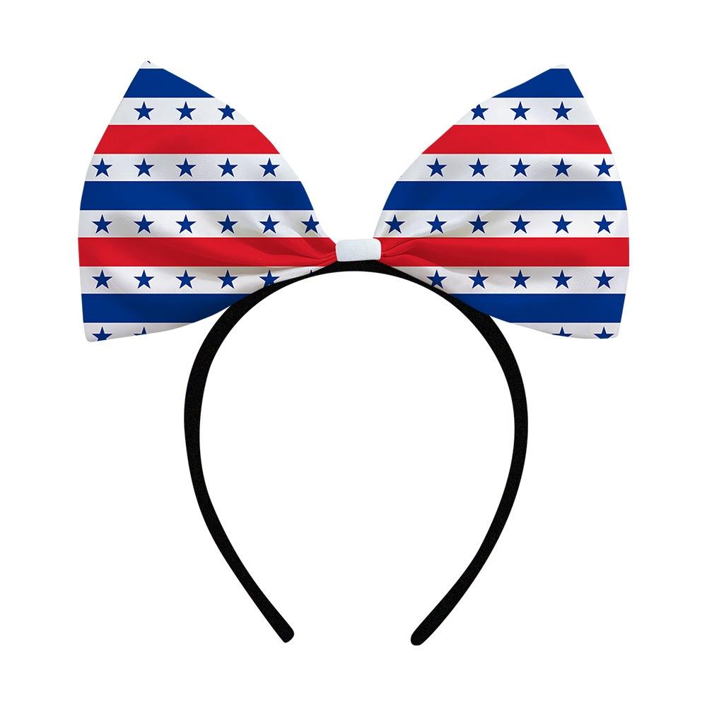 4th of July Patriotic Bow Headbands Red White Blue American Flag Star Hairbands for Women USA Independence Day Party Decorations