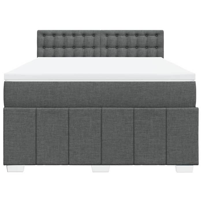 Maison Exclusive - Sommier à lattes de lit avec matelas Gris foncé 140x200cm Tissu