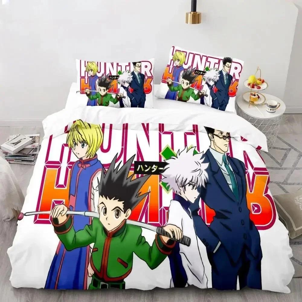 

Комплект пододеяльника с 3D-принтом Аниме Hunter X Hunter Комплект постельного белья Японское Аниме Полуторный Двуспальный Кинг Покрывало Наволочки Домашний Текстиль 70x133cm 2pcs