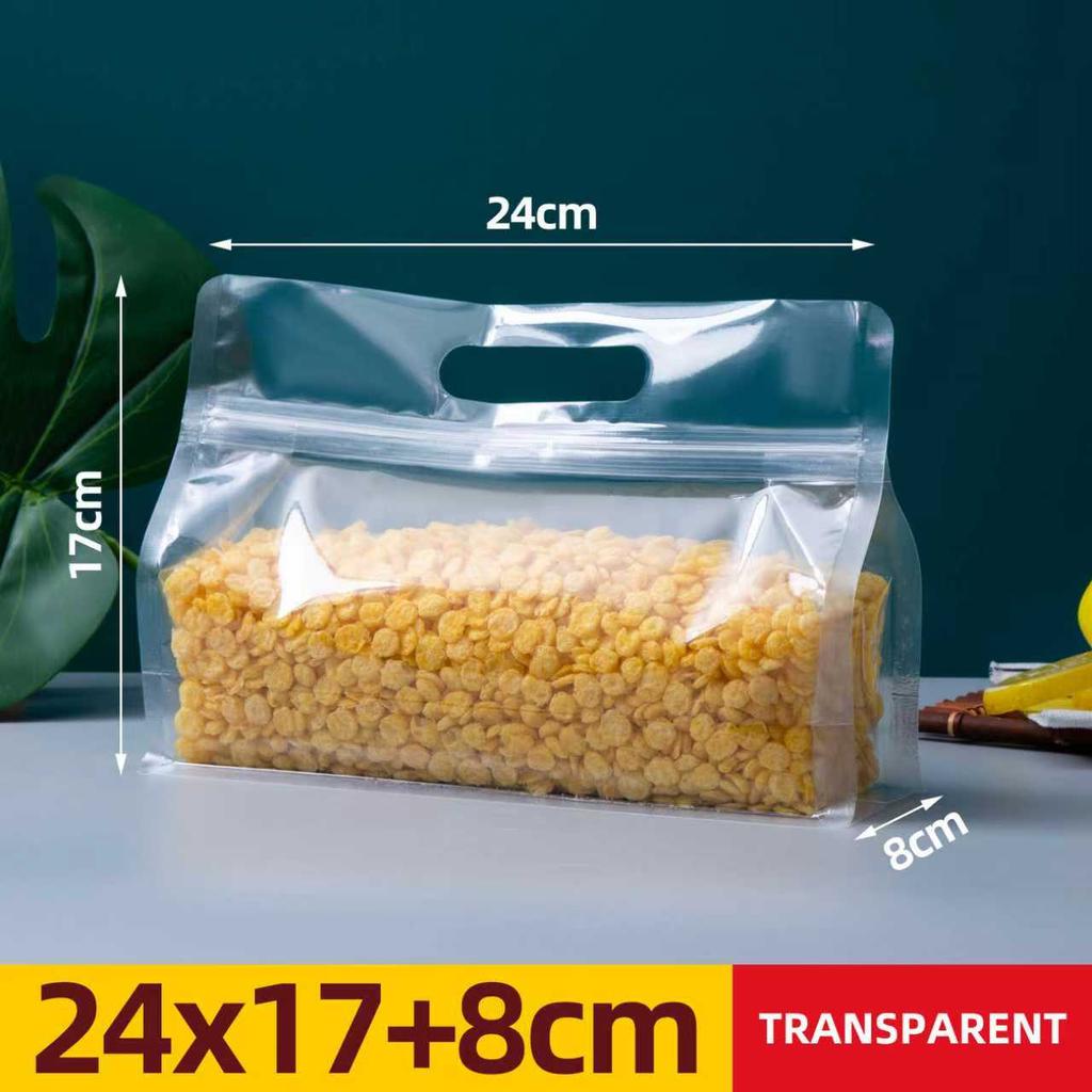10/30pcs Wide Mouth Transparent 8-side Sealed Stand-up Bag Food Grade Storage Reusable Sealed Bag Snack Dry Fruit Storage Bag