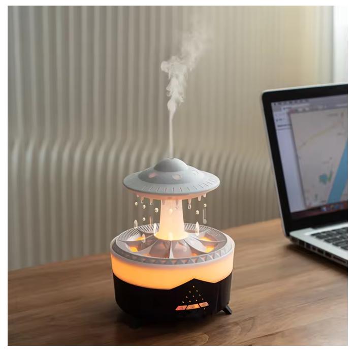 UFO Regentropfen Aroma Diffusor Ätherisches Öl Diffusor mit Fernbedienung 7 bunte Lichter Aroma Diffusor Luftbefeuchter für Zuhause